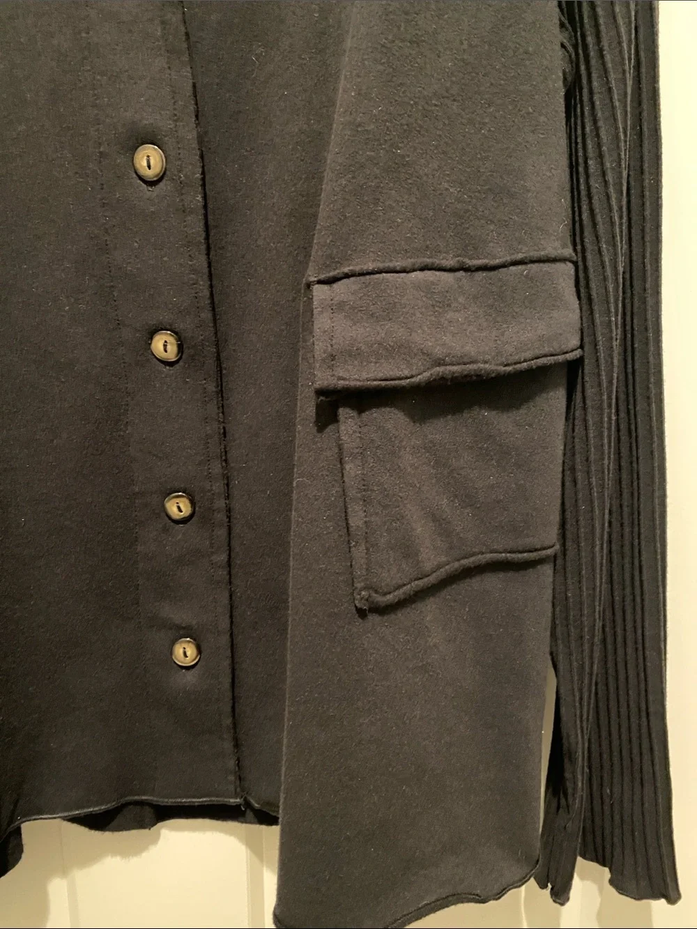 Fenini Women's Button-Front Jacket with Ribbed Sleeves - Picture 3 of 4